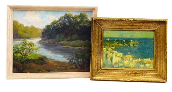 Appraisal: Two unsigned landscapes one with Stanford White type frame oil