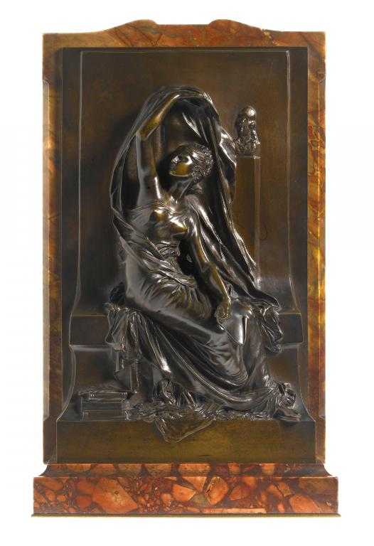 Appraisal: LA PENSEE A FRENCH BRONZE RELIEF AFTER HENRI CHAPU CAST