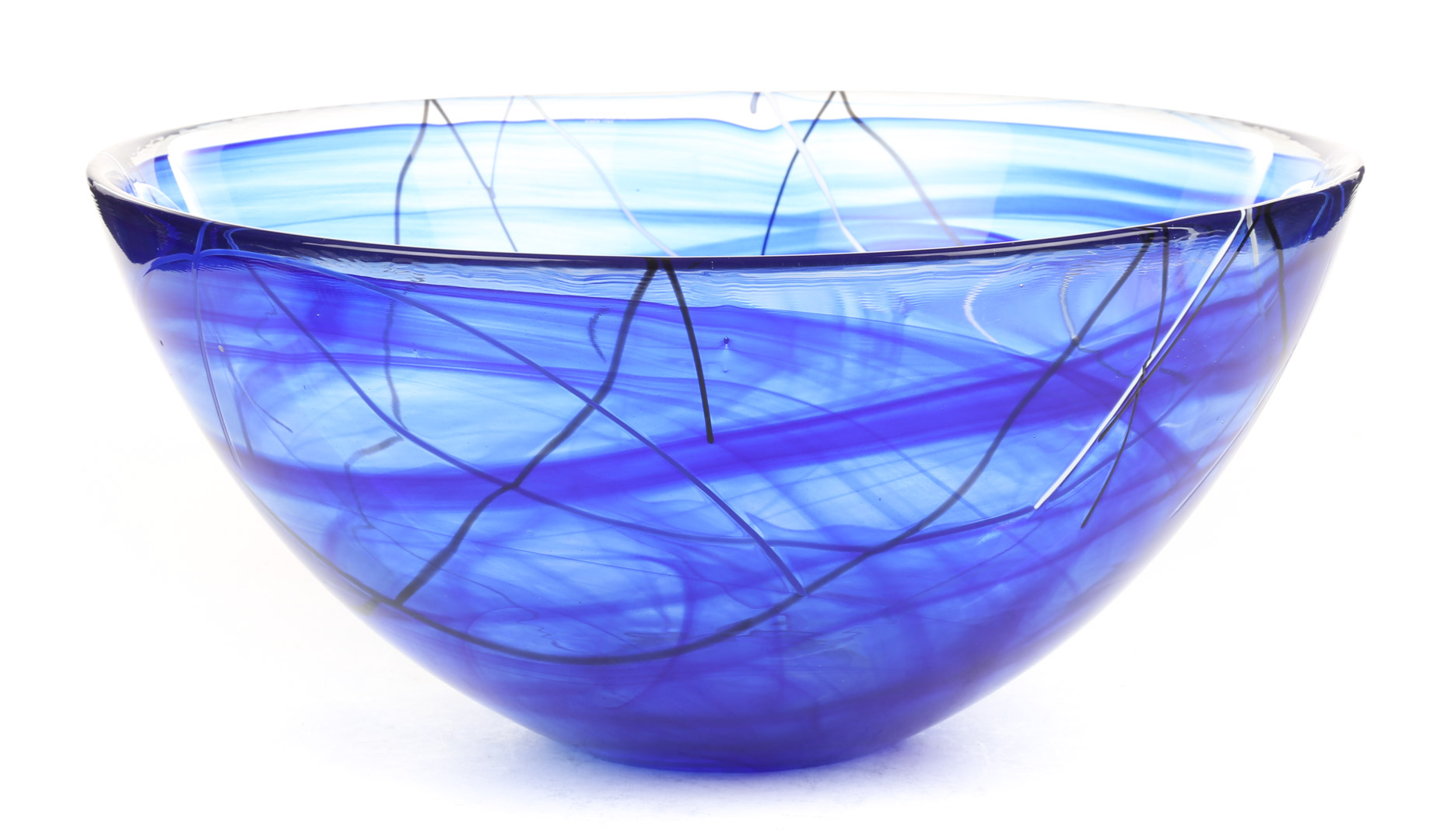 Appraisal: Kosta Boda glass Contrast bowl blue swirl decoration in H