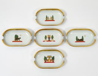 Appraisal: SET OF FIVE LIMOGES PORCELAIN ASHTRAYS French Specially made for