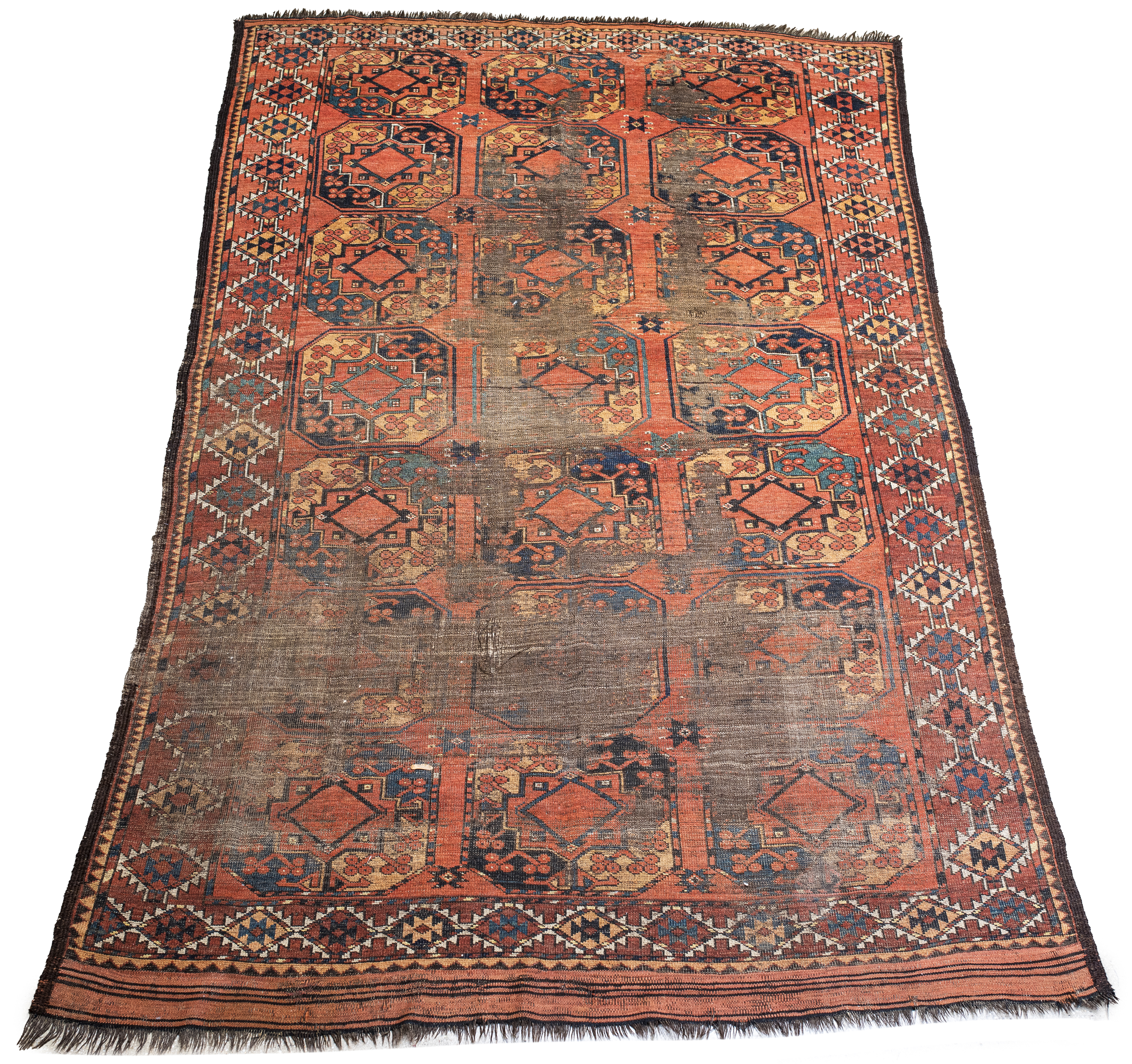 Appraisal: ANTIQUE UZBEK KARAKALPAK RUG Antique Uzbek Karakalpak Caucasian rug possibly