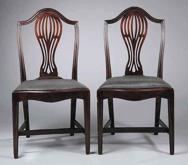 Appraisal: A Pair of Antique Hepplewhite-Style Carved Mahogany Side Chairs late