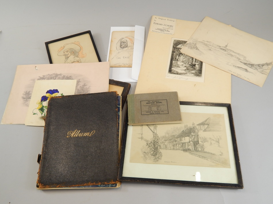 Appraisal: Various thC and later sketch books a Victorian silhouette an