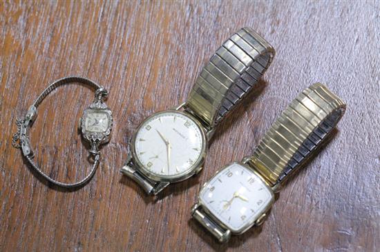 Appraisal: THREE GOLD WRIST WATCHES Gentleman's Waltham and Movado each in