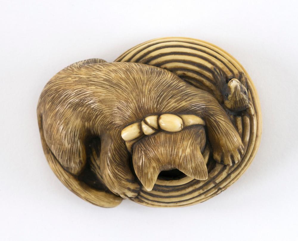 Appraisal: JAPANESE NETSUKE BY MEIGYOKUSAI LATE TH CENTURY LENGTH JAPANESE NETSUKE