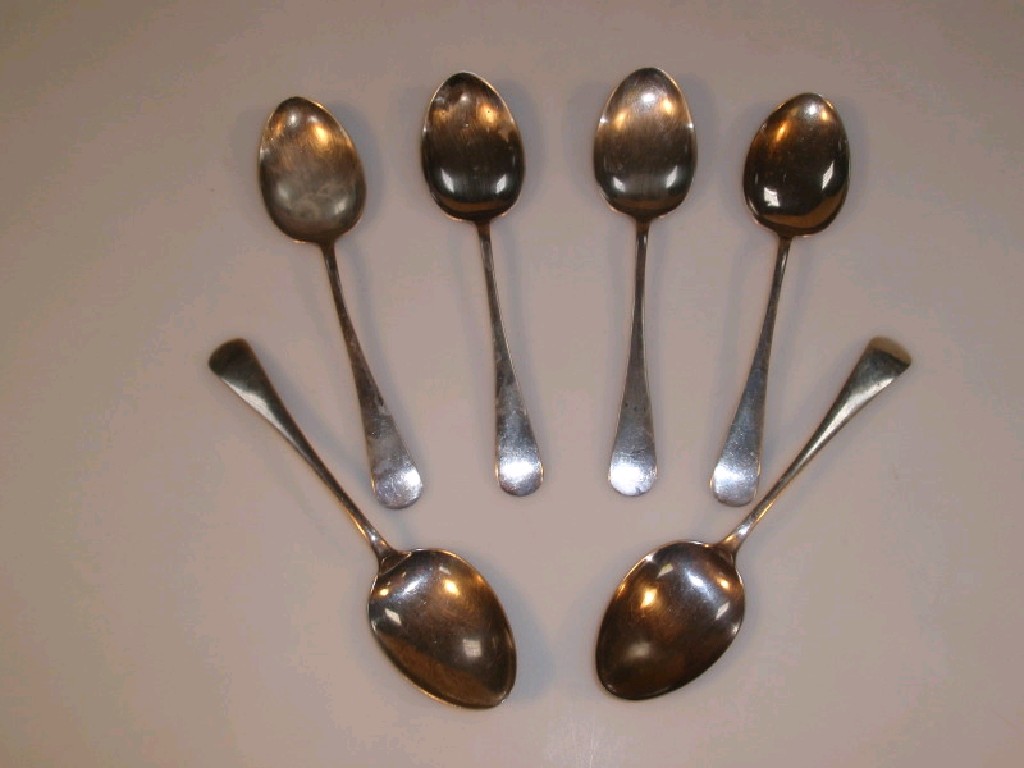 Appraisal: Set of six silver dessert spoons