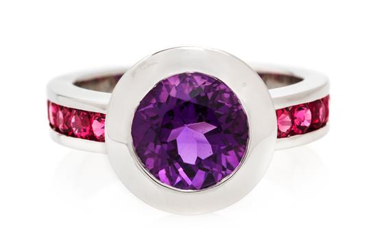 Appraisal: Sale Lot A Karat White Gold Amethyst and Pink Spinel