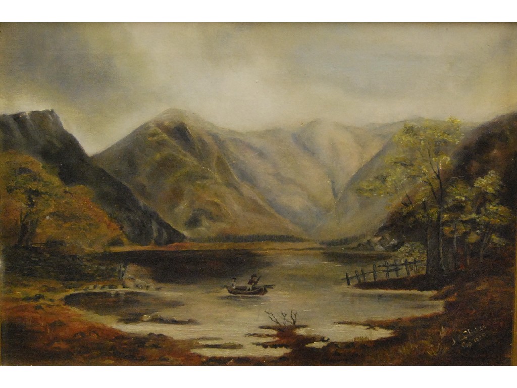 Appraisal: J McFisher - Scottish loch scene with rowing boat oil