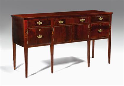 Appraisal: Federal inlaid mahogany straight front sideboard maryland circa Rectangular top