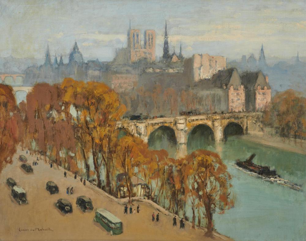 Appraisal: LUCIEN de MALEVILLE French - View of the Seine oil