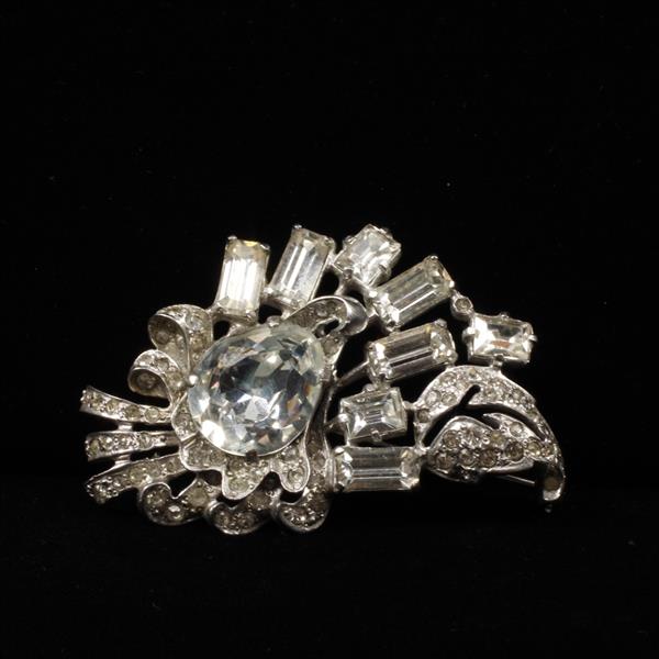 Appraisal: Eisenberg Original diamante colorless crystal floral spray pin brooch