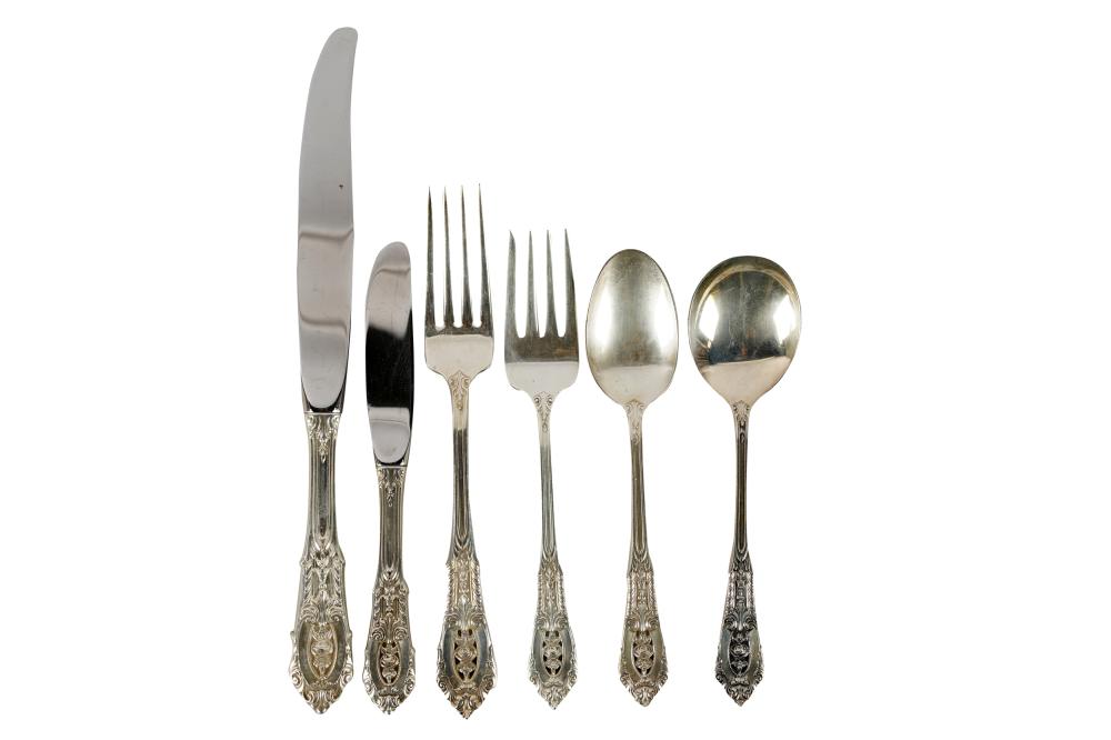 Appraisal: WALLACE 'ROSE POINT' STERLING SILVER FLATWARE SERVICEwith maker's mark further