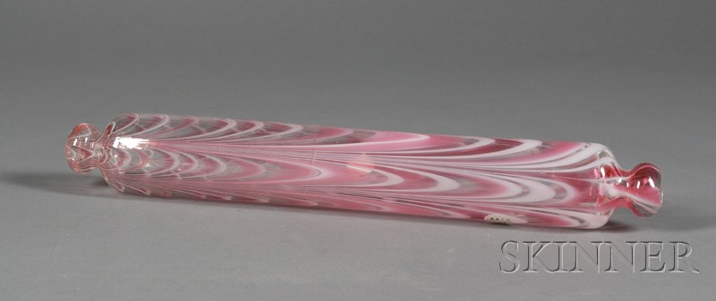 Appraisal: Nailsea Glass Rolling Pin England th century pink and white