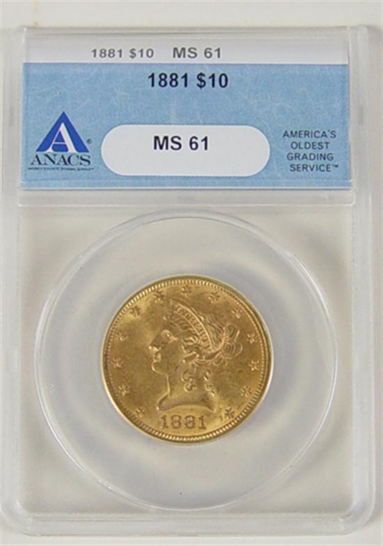 Appraisal: Gold Coin Anacs certified and graded MS