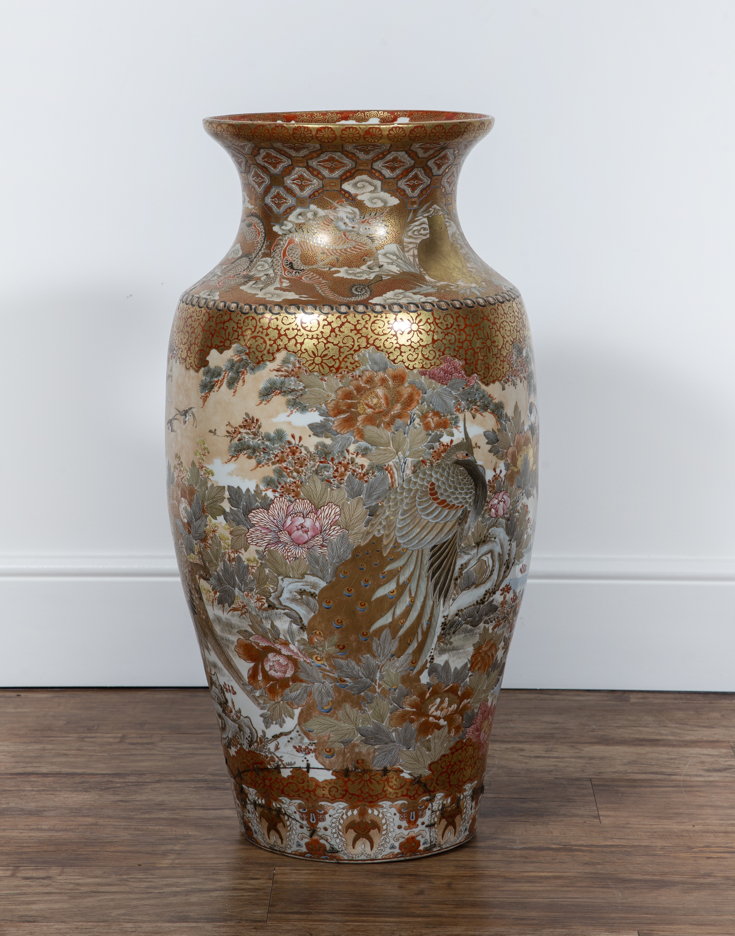 Appraisal: Floor standing large Satsuma vase Japanese Meiji period the body