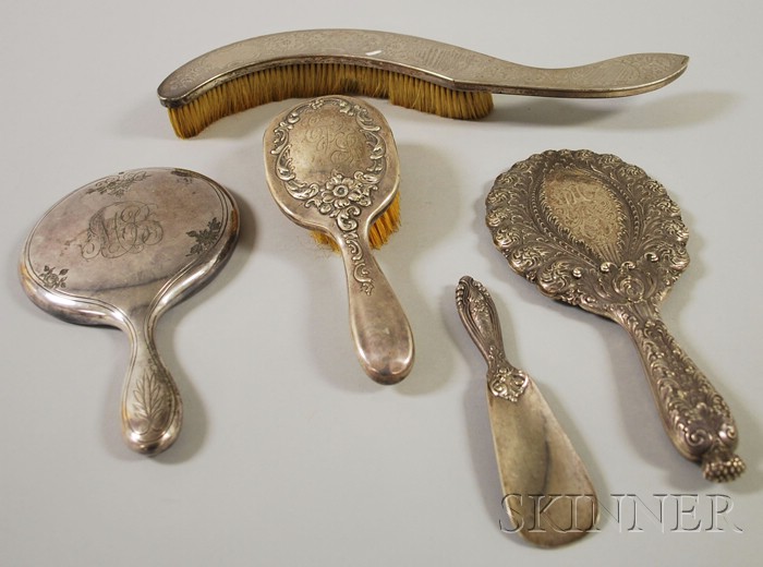 Appraisal: Four Silver Vanity Articles a Tiffany Co sterling hand mirror