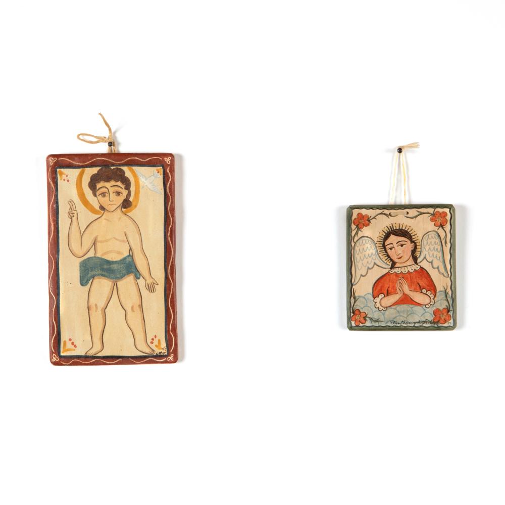 Appraisal: CHAVEZ DE LEITNER ELLEN LUCERO DAVID NABOR PAIR OF RETABLOS