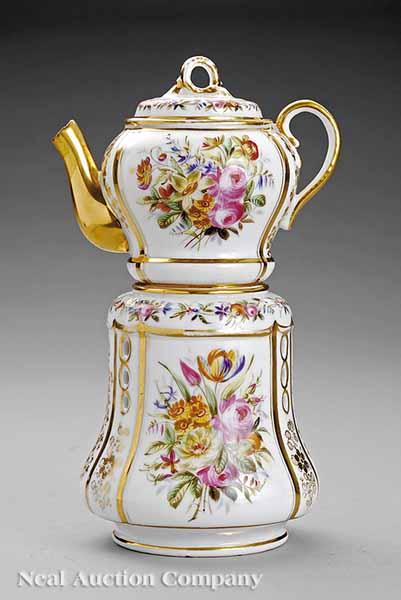 Appraisal: A Paris Porcelain Veilleuse c polychrome floral and gilt height