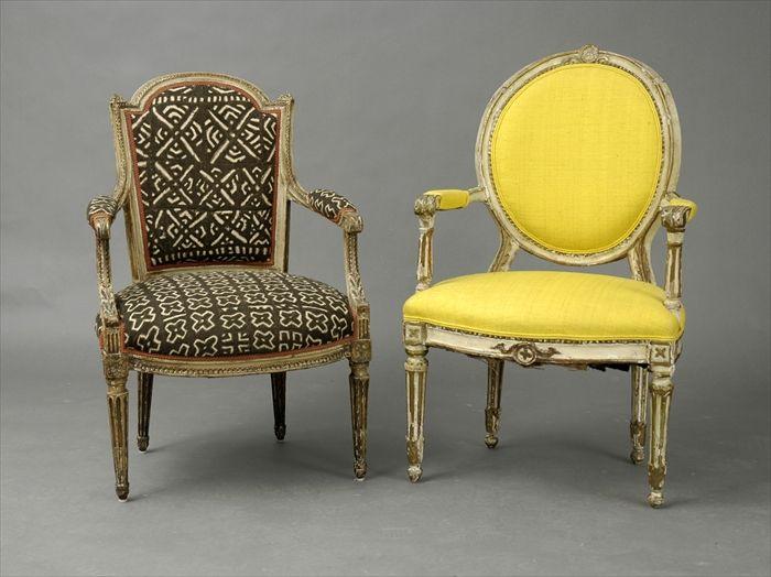 Appraisal: Louis XVI Carved and Painted Fauteuil and an Italian Neoclassical