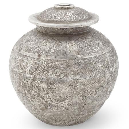 Appraisal: RARE CHINESE CHASED AND ENGRAVED SILVER JAR AND COVER TANG