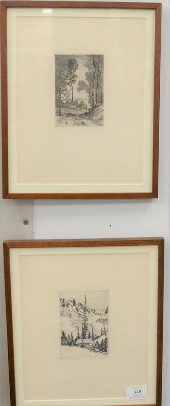 Appraisal: Three etchings to include Peter Moran Cattle in the Forest