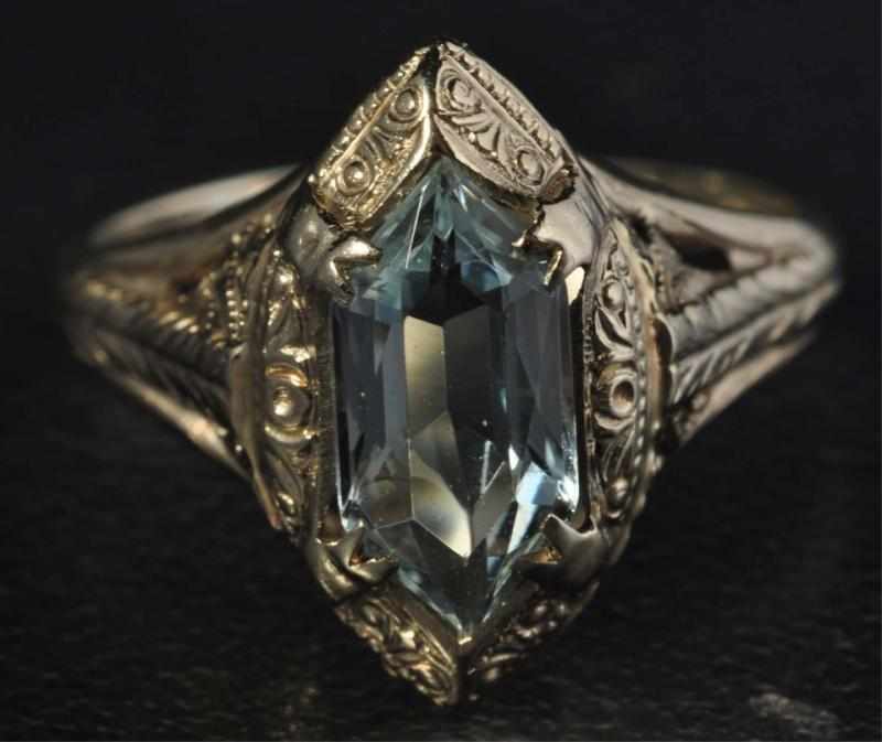 Appraisal: K W Gold Aquamarine Ring Description