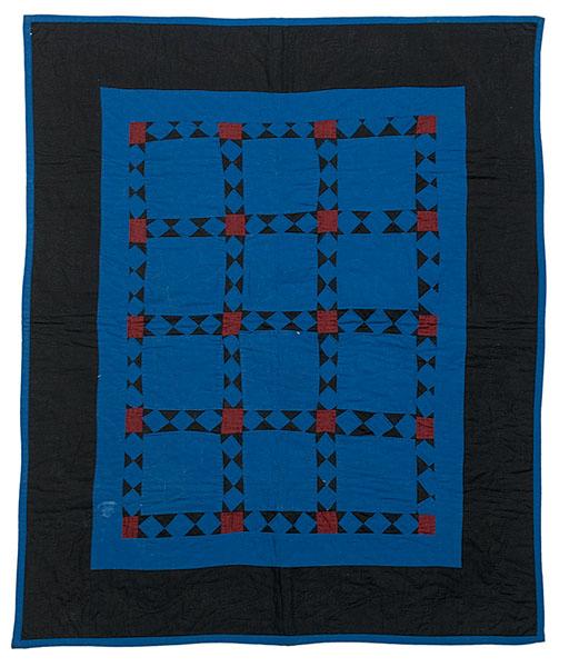 Appraisal: AMISH CRIB QUILT Pennsylvania wool machine pieced hand quilted x