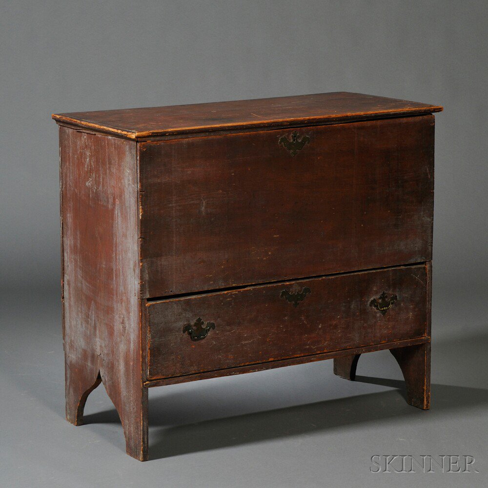 Appraisal: Red-painted Yellow Pine Chest over Drawer New England late th