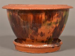 Appraisal: PA th Century Mottle Glazed Flower Pot Pennsylvania th Century