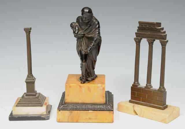 Appraisal: A GROUP OF THREE GRAND TOUR BRONZES consisting of a