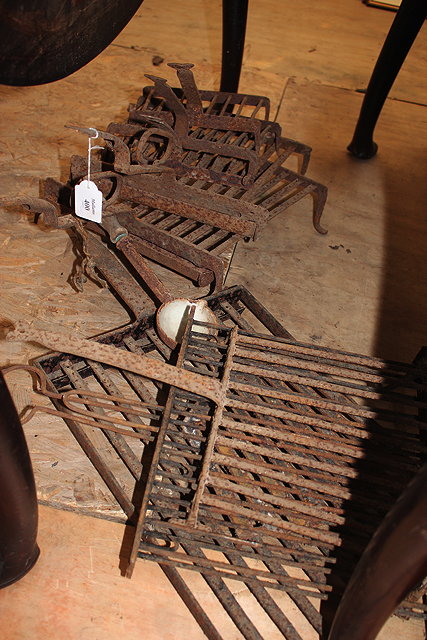 Appraisal: A SMALL COLLECTION OF VARIOUS ANTIQUE GRID IRONS the largest