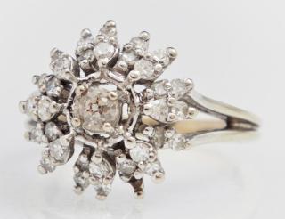 Appraisal: Lady's K White Gold Floriform Dinner Ring with a central