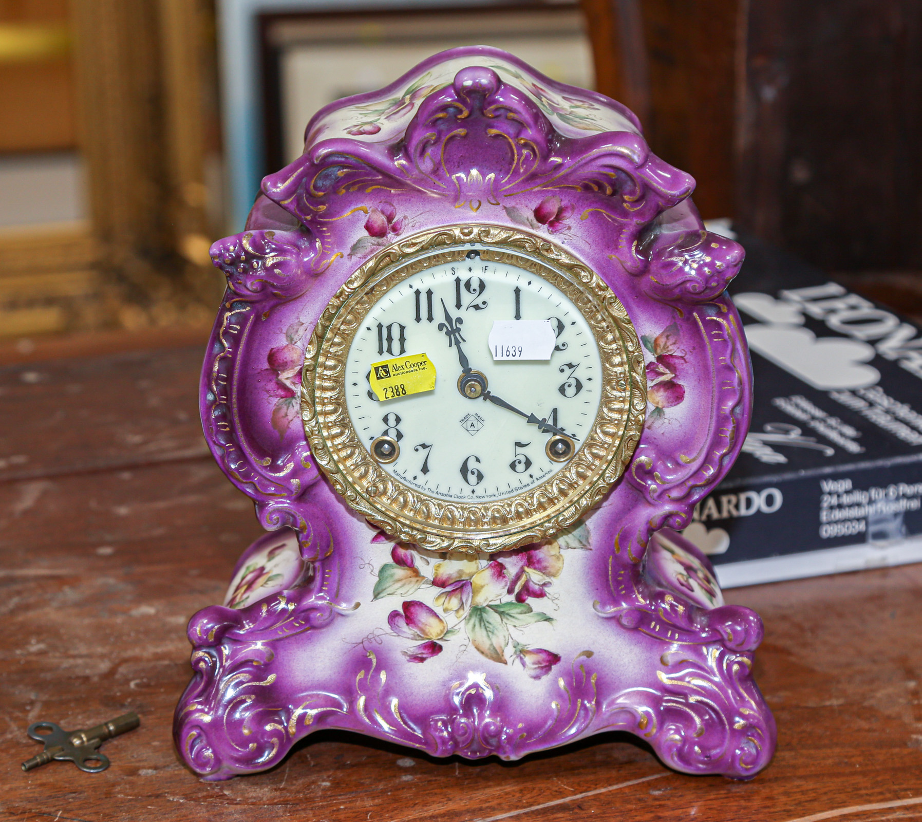 Appraisal: ANSONIA PORCELAIN CASED CLOCK Circa the case marked Winooski in