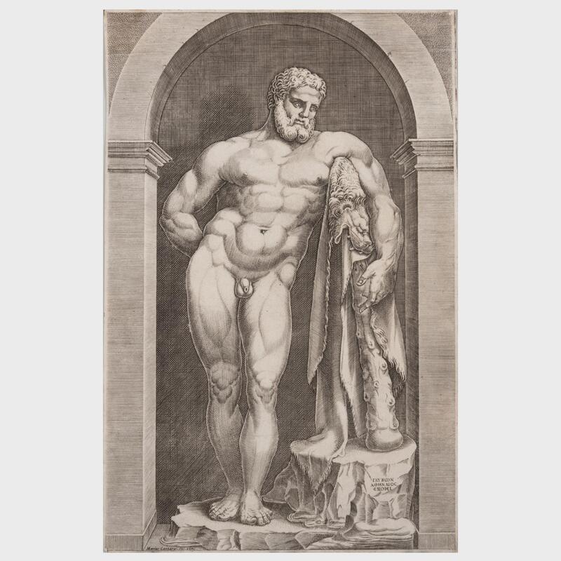 Appraisal: Mario Cartaro c - Farnese Hercules Engraving in black on