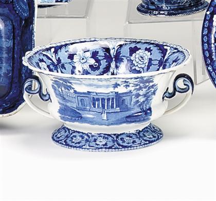 Appraisal: Historical blue transferware footed compote john william ridgway hanley -