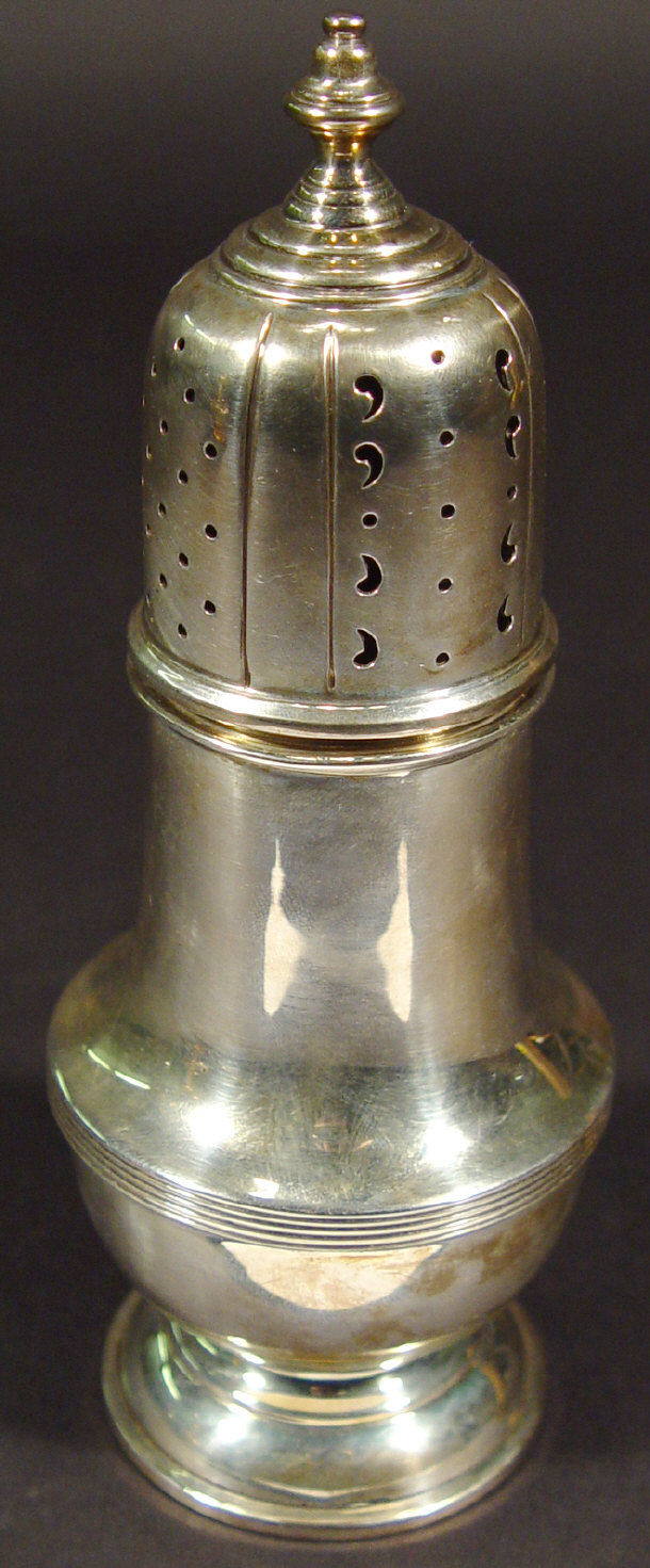 Appraisal: Silver baluster shaped sugar sifter Birmingham cm high