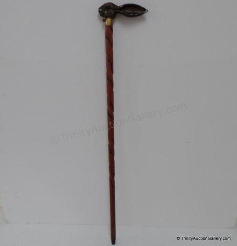 Appraisal: Rabbit Head Carved Cherry Walking Cane A very nice walking