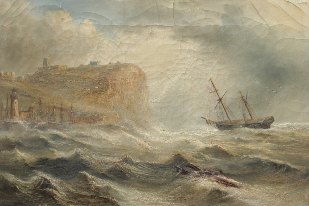 Appraisal: TH C PAINTING OF A SHIP WRECK OFF THE COAST