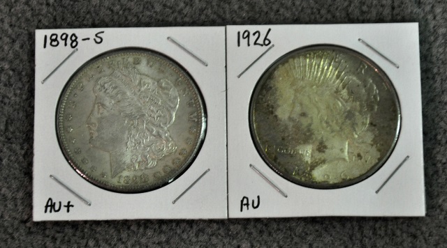 Appraisal: Two Silver Dollars -S Morgan Nice AU and Peace Au