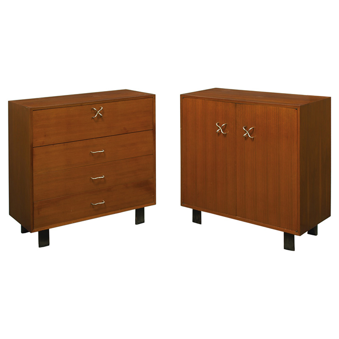 Appraisal: George Nelson cabinets pair by Herman Miller walnut cases over