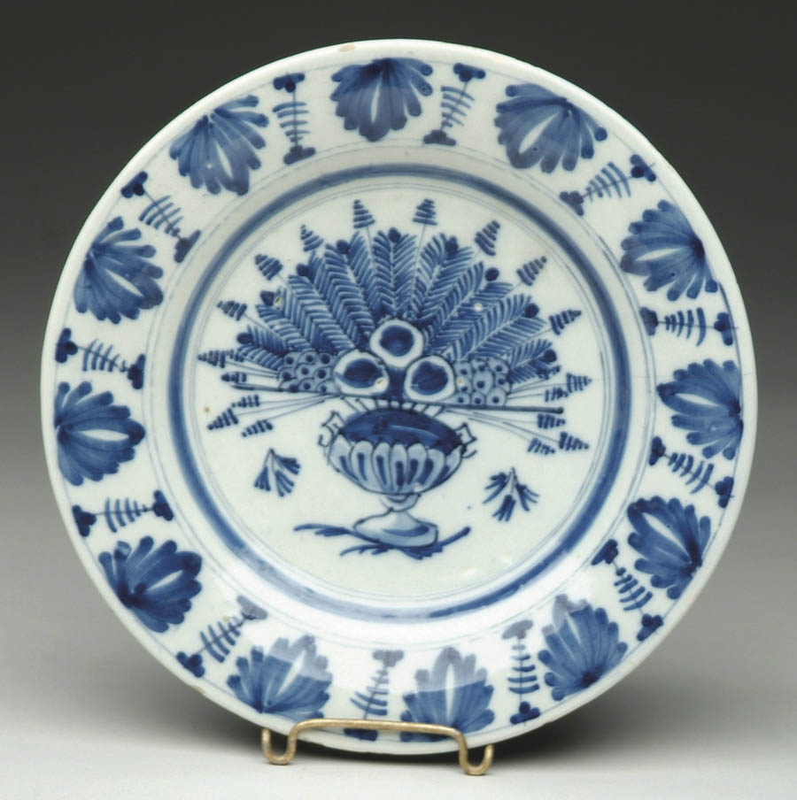 Appraisal: DELFT TH CENTURY PLATE Blue on white decoration shows a