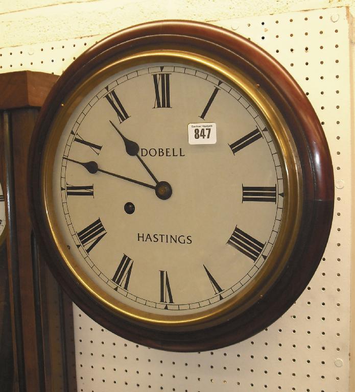 Appraisal: Mahogany single fusee cream wall dial signed Dobell Hastings within