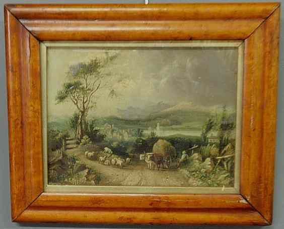 Appraisal: English oil on panel painting of a village landscape with