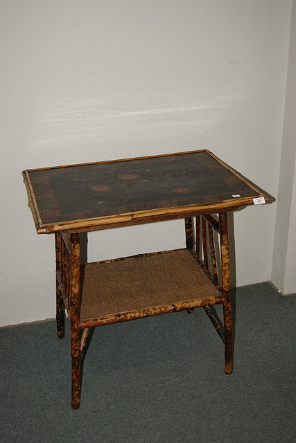 Appraisal: Lacquer and bamboo two tier occasional table cm wide