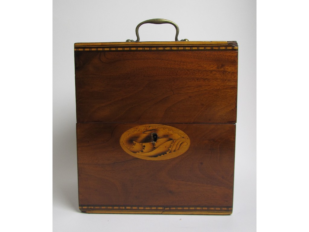 Appraisal: A George III mahogany and chequer line banded decanter box