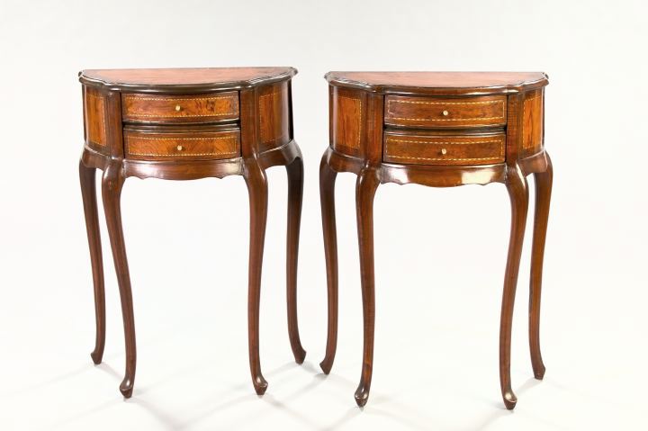 Appraisal: Pair of Louis XV-Style Kingwood and Burlwood End Tables each