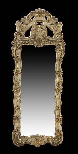 Appraisal: A Swedish Rococo painted and parcel gilt mirror last quarter