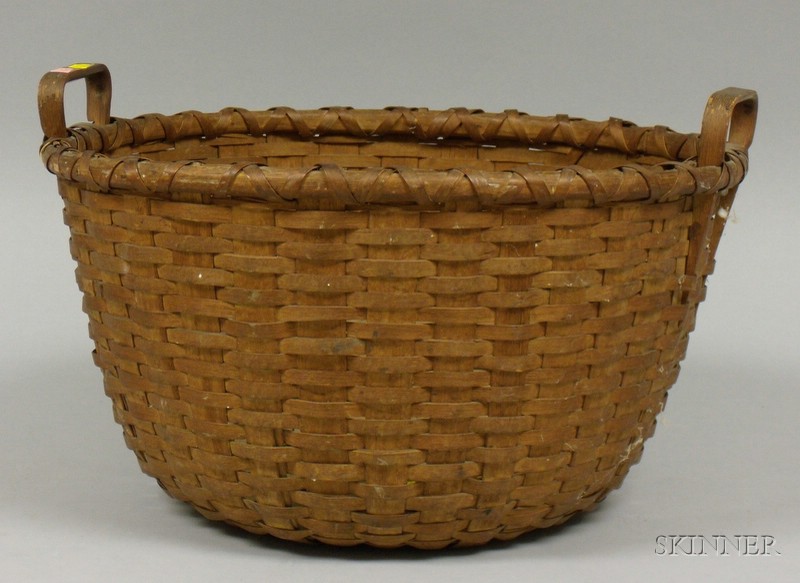 Appraisal: Circular Woven Splint Gathering Basket approx ht to rim dia