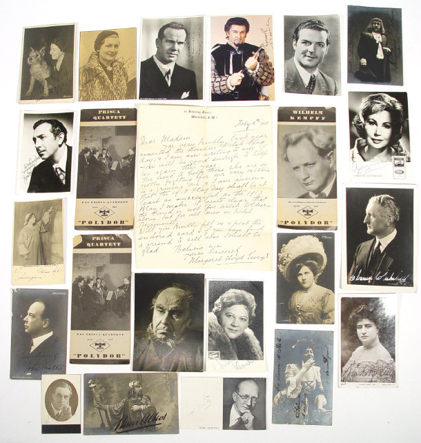 Appraisal: Victorian and Edwardian autographed opera photographs and a signed letter