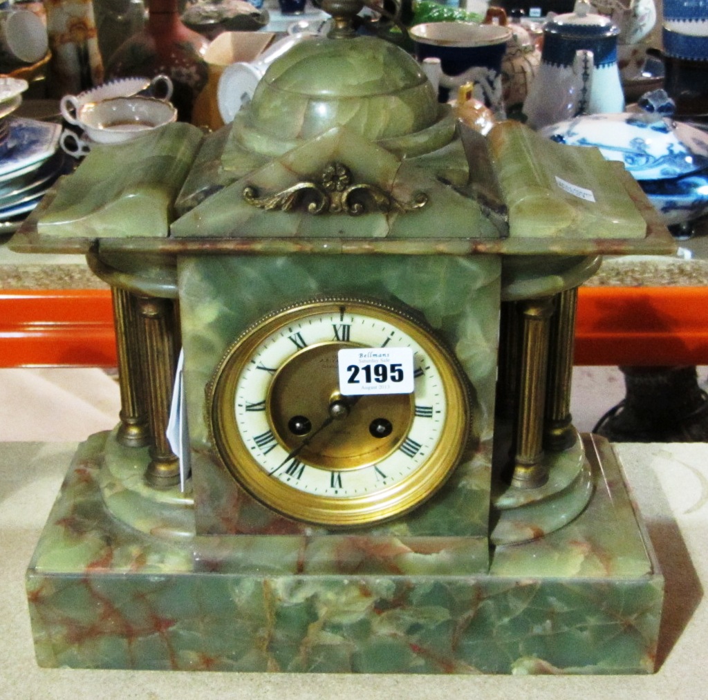 Appraisal: A th century onyx mantel clock